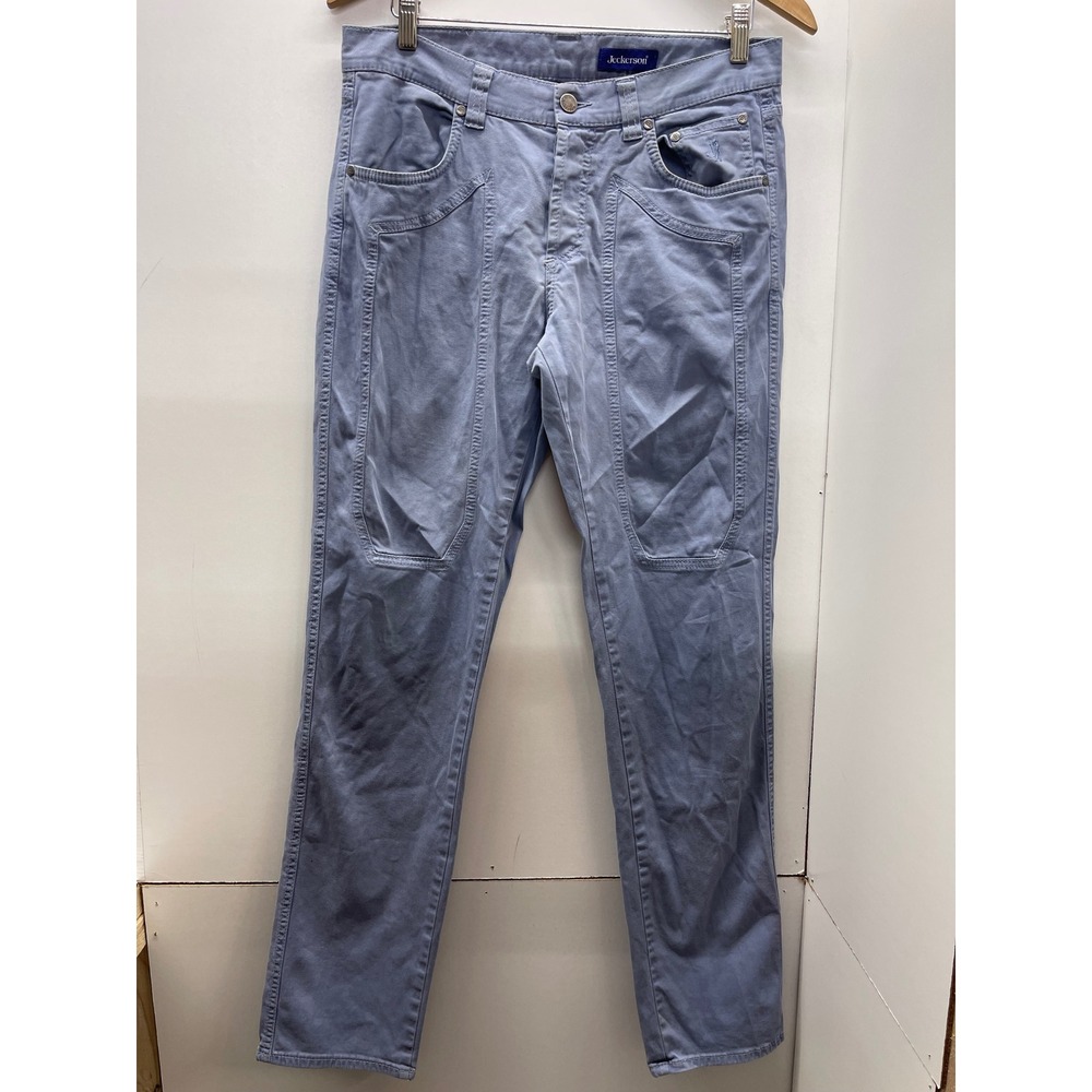 Jeckerson Mens Blue Slim Fit Reinforced Patch Cotton Twill Pants Size 32